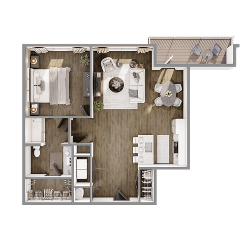 Moss floorplan at The Leo Myrtle Beach, Myrtle Beach, SC, 29579.